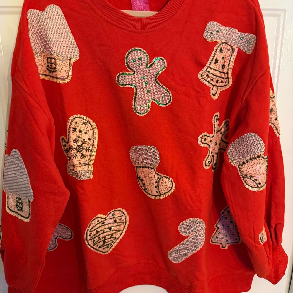 QUEEN OF SPARKLES Red Festive Sweatshirt